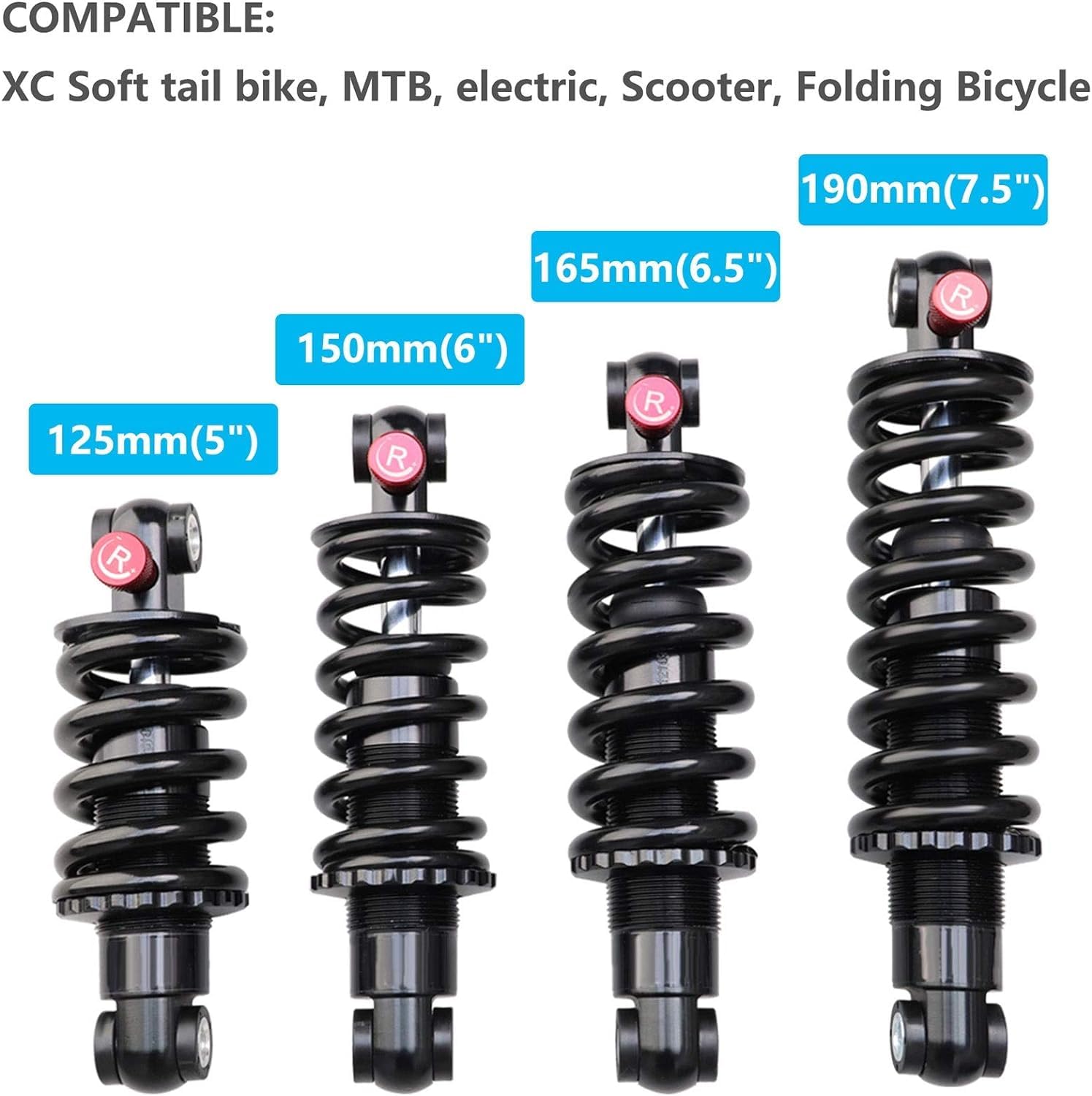 Hydraulische Stoßdämpfer Hinten,Stoßdämpfer Für Mountainbikes Und Mtbs, Einstellbare Dämpfung,Mit Spule Und Öl, Federung 250 Lbs Bis 2000 Lbs Mit Buchse Und Schraube,150mm,1500Lbs