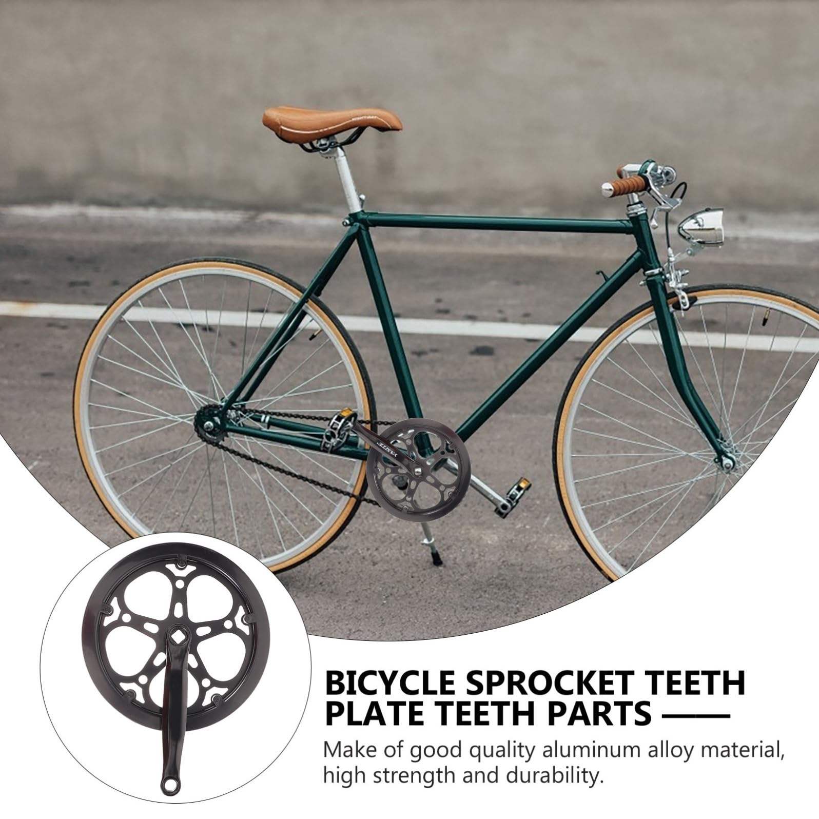 Guarnitura Bici Nera Denti 52t in Ferro Pedivella Bici da Strada Resistente all'Usura Accessori per Sostituzione e Riparazione Braccio Pedivella 170Mm