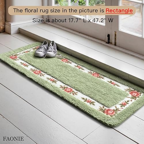 Miniatura 4 de Alfombra romántica de estilo rural con diseño floral de rosas, alfombra de área, suave, antideslizante, tapete para baño, ducha, dormitorio, sala de