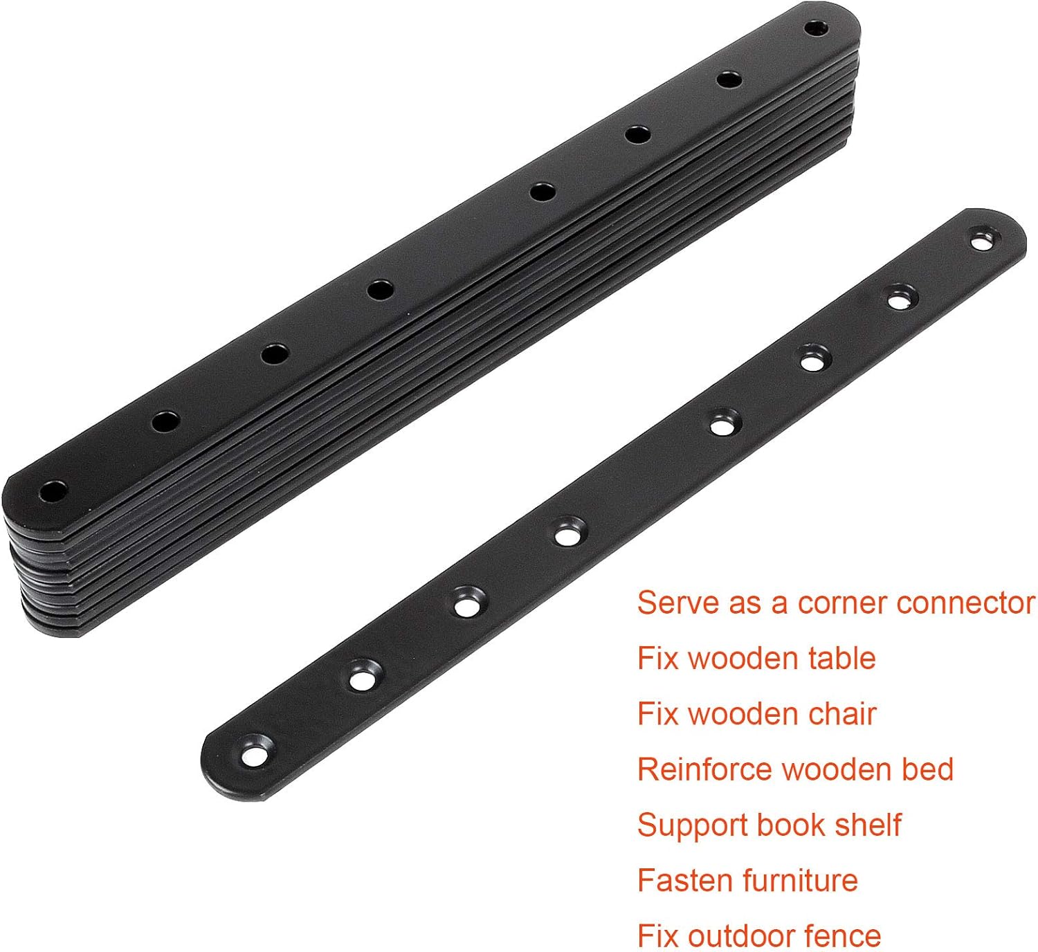 20Pcs 10Inch Mending Plates, Heavy Duty Straight Brackets for Wood Cast Iron Flat Corner Brace, Black Mending Joining Plates Fixing Hardware Brackets Connector for Furniture Repairing Table Shelf : Industrial & Scientific