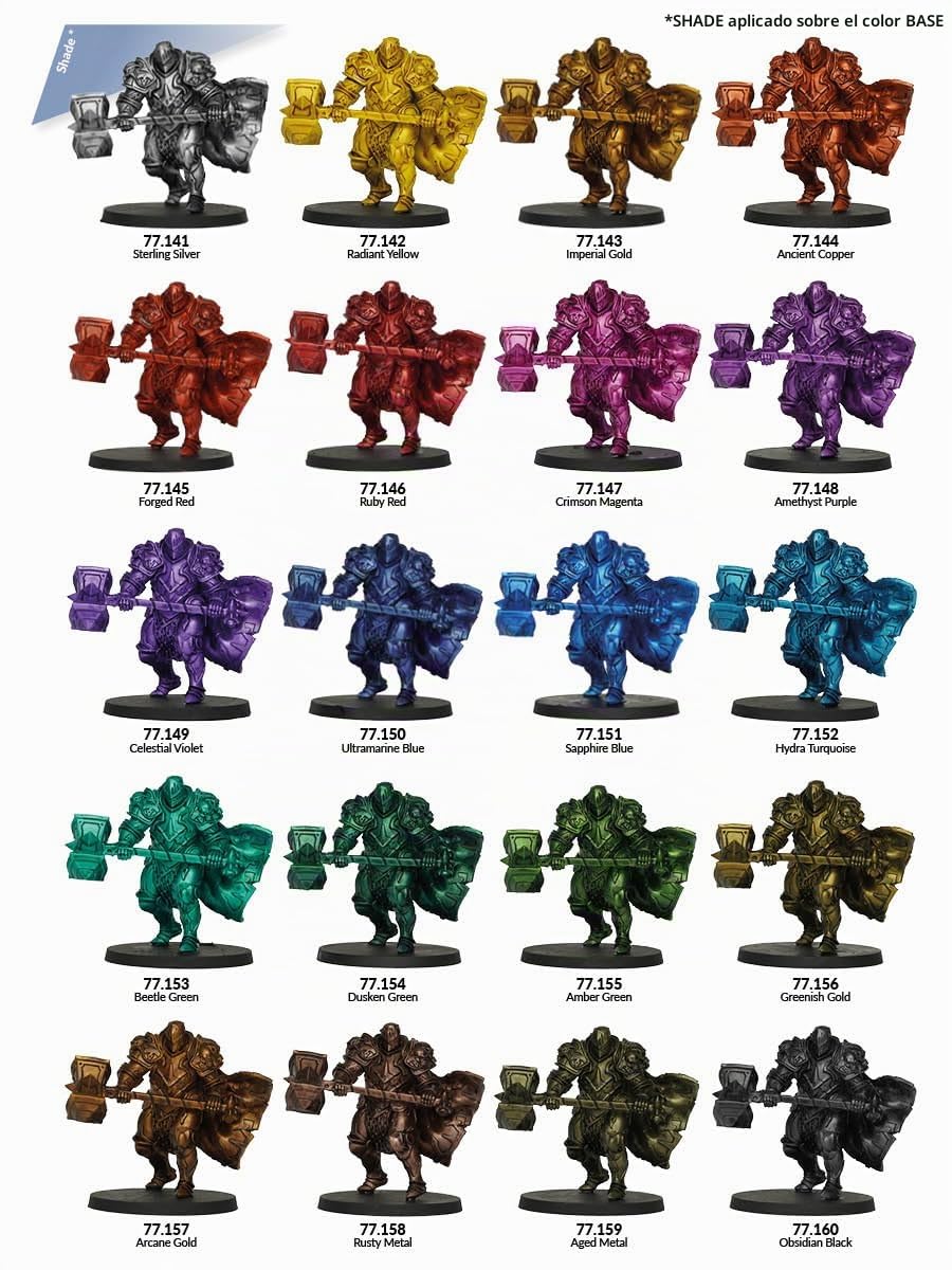 Vallejo True Metallic Metal – Maletín con Colección Completa de 80 Colores, 20 Familias Cromáticas, Pinceles y Figuras Exclusivas para Pintura y Aerografía