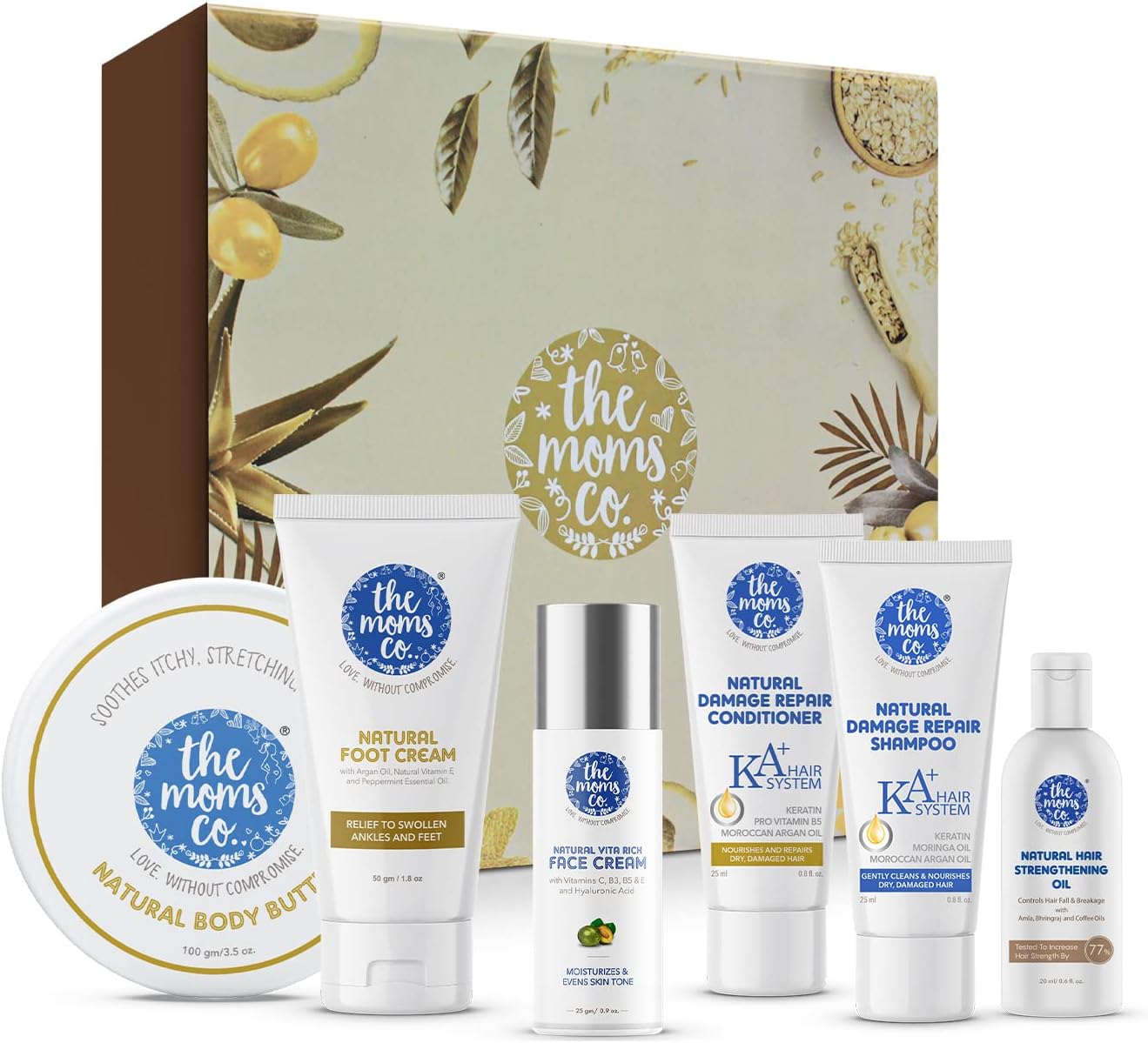 The Moms Co Ultimate Head to Toe Set - A Box of Nourishment for Skin & Hair with goodness of Cocoa, Shea Butter & 8 Powerful Oils