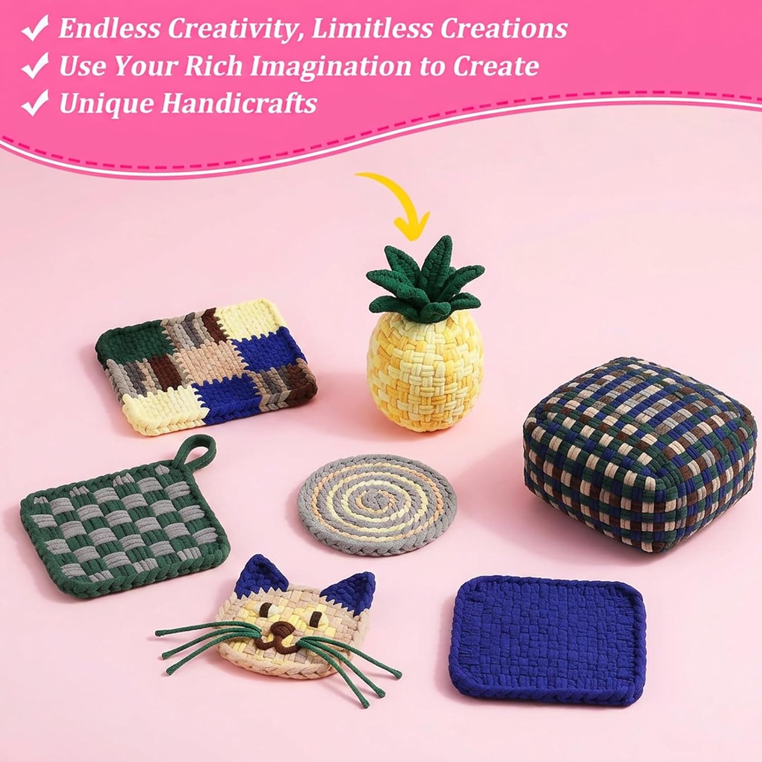 Kifmurase 1000 Pcs Refill Loops for 7 Inch Weaving Loom, Colorful Loom Loops for Potholder Making, Elastic Weaving Loop Craft Flexible Loom DIY Kit Craft Bands for Adults DIY Projects Gifts image 3