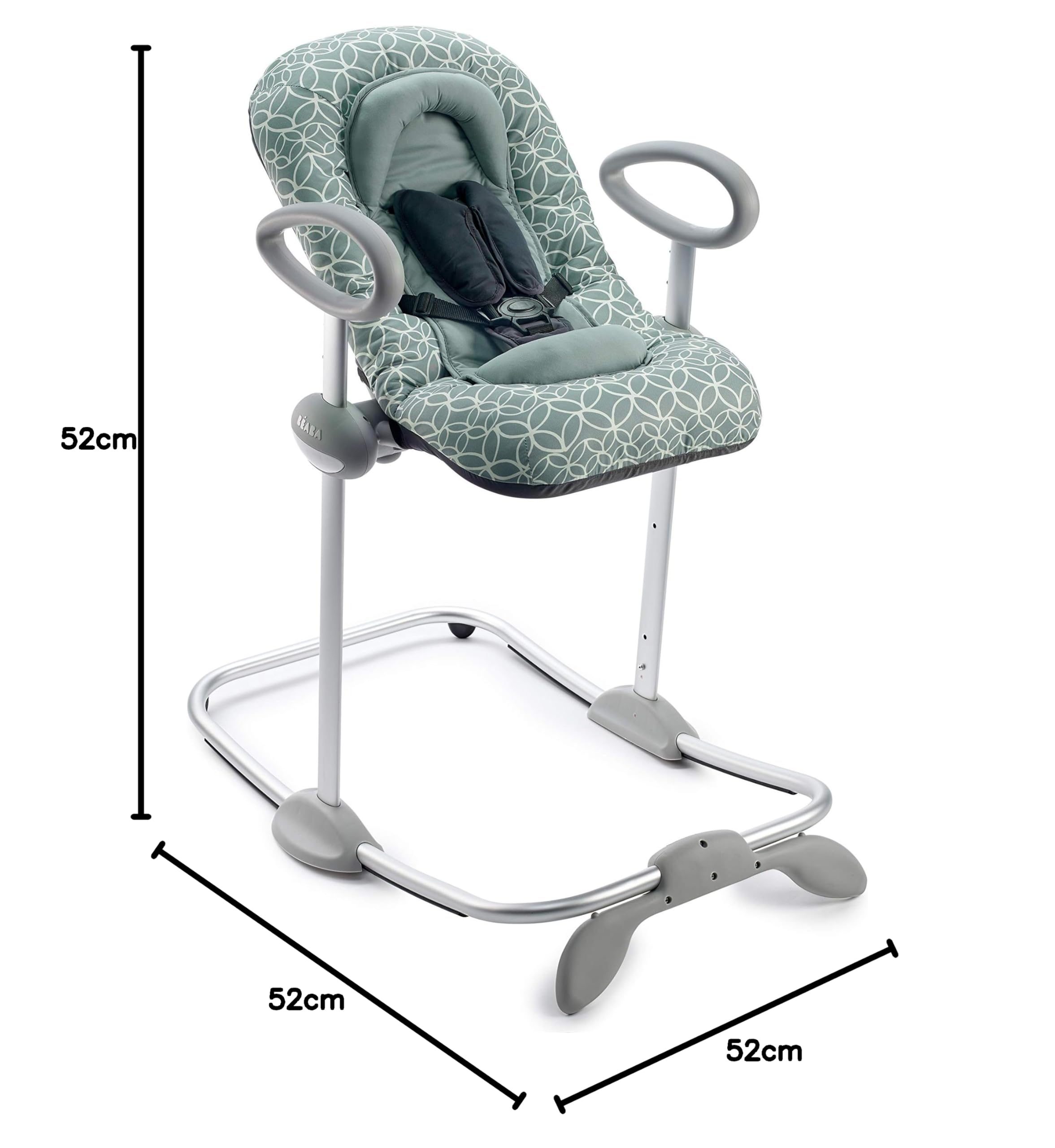 BÉABA, Transat Up & Down IV, Transat Réglable en Hauteur, Unisexe pour Bébé et Enfants, 3 Positions d'Inclinaison, Harnais Sécurité 5 Points, Réducteur de Naissance, Leaves