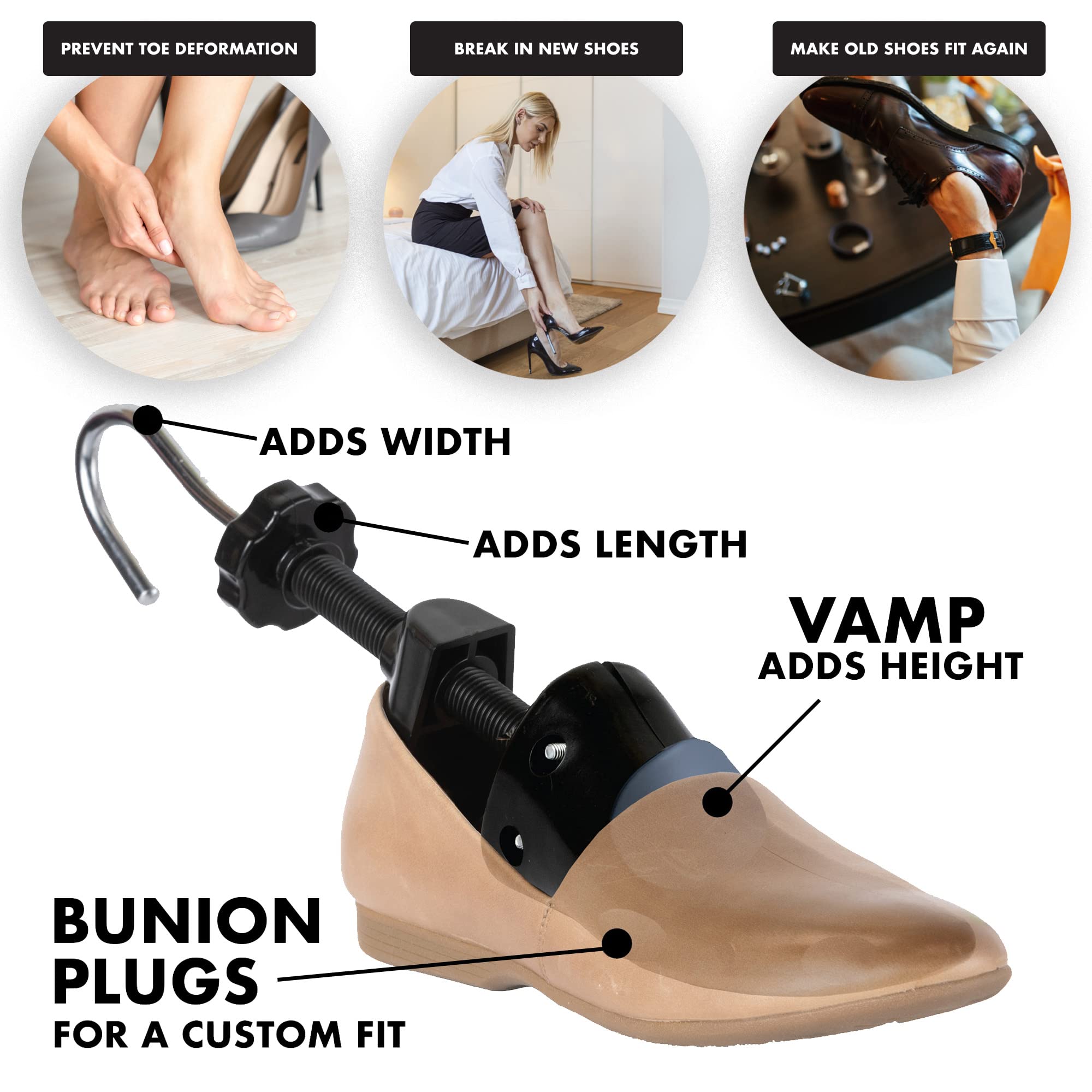 FOOTMATTERS Premium Shoe Stretcher - Shoe Widener & Expander for Women & Men with Tight Shoes - for US Women 9.5-13.5 and US Men 6-9