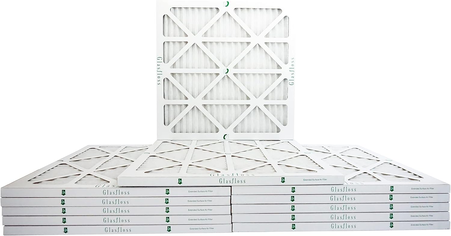 Glasfloss 20x20x1 MERV 10 Pleated AC Furnace Filter- (Pack of 12)- Proudly Made In The USA.
