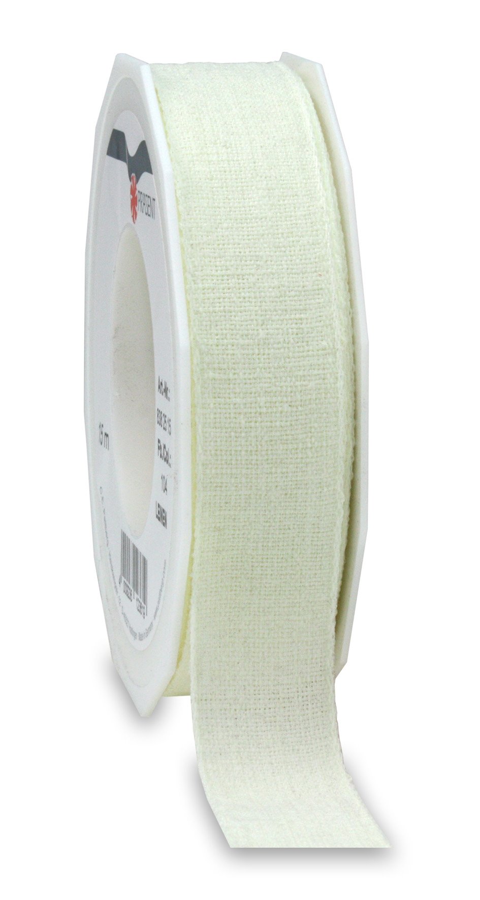Präsent - Linen Ribbon Cream 15-m-Roll 25 mm width, Bordeaux, 25mm - 15m