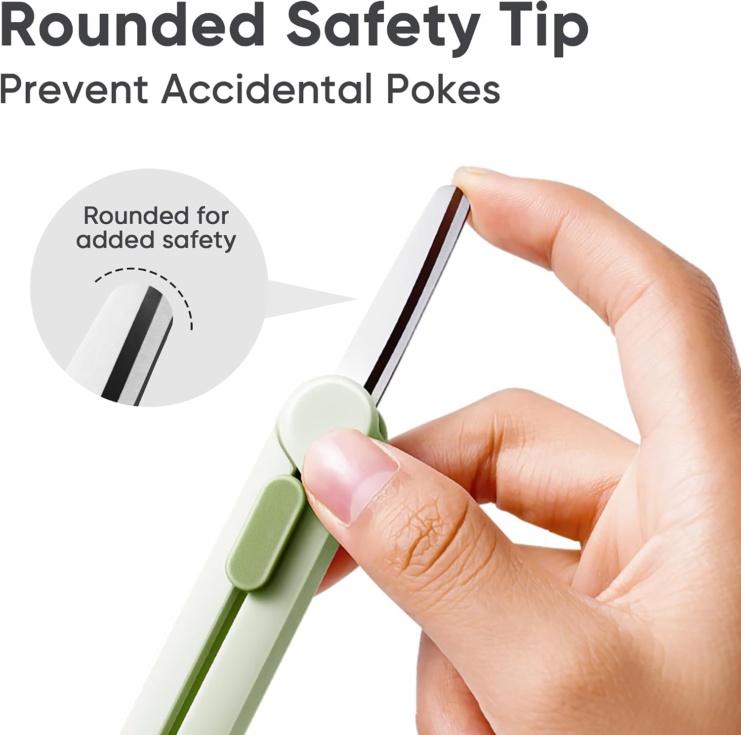 NUSIGN 2 in 1 Scissors, All-Purpose Mini Scissors & Box Cutter, Green image 3