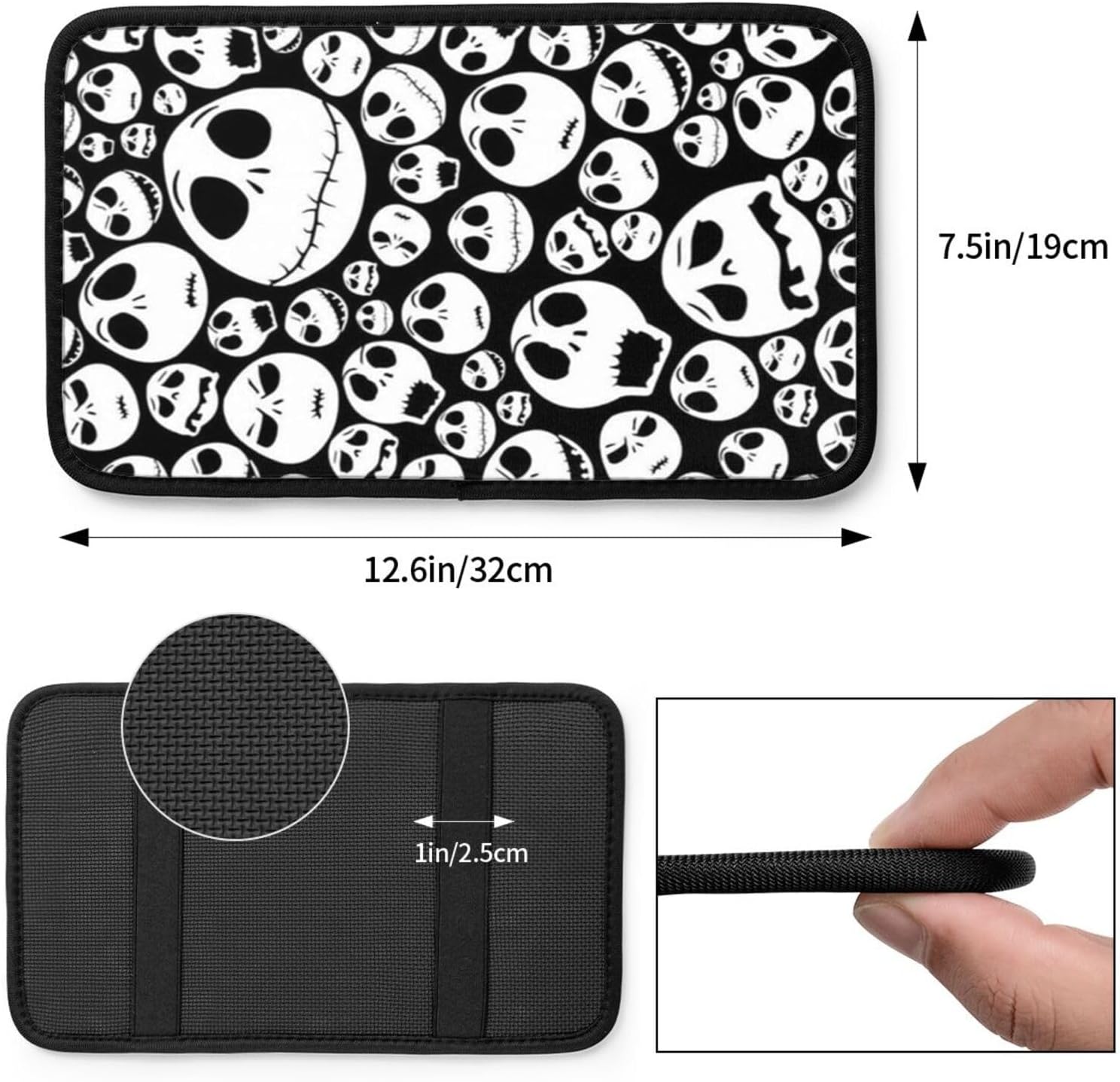 Halloween Skull Auto Center Console Cover Universal Car Armrest Pad Waterproof Women Men Automotive Interior Accessories for Most Vehicle SUV image 3