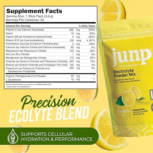 Miniatura 24 de JUNP Paquetes de electrolitos en polvo sin azúcar para agua, paquetes de hidratación instantánea con sal y potasio, cero calorías, sin