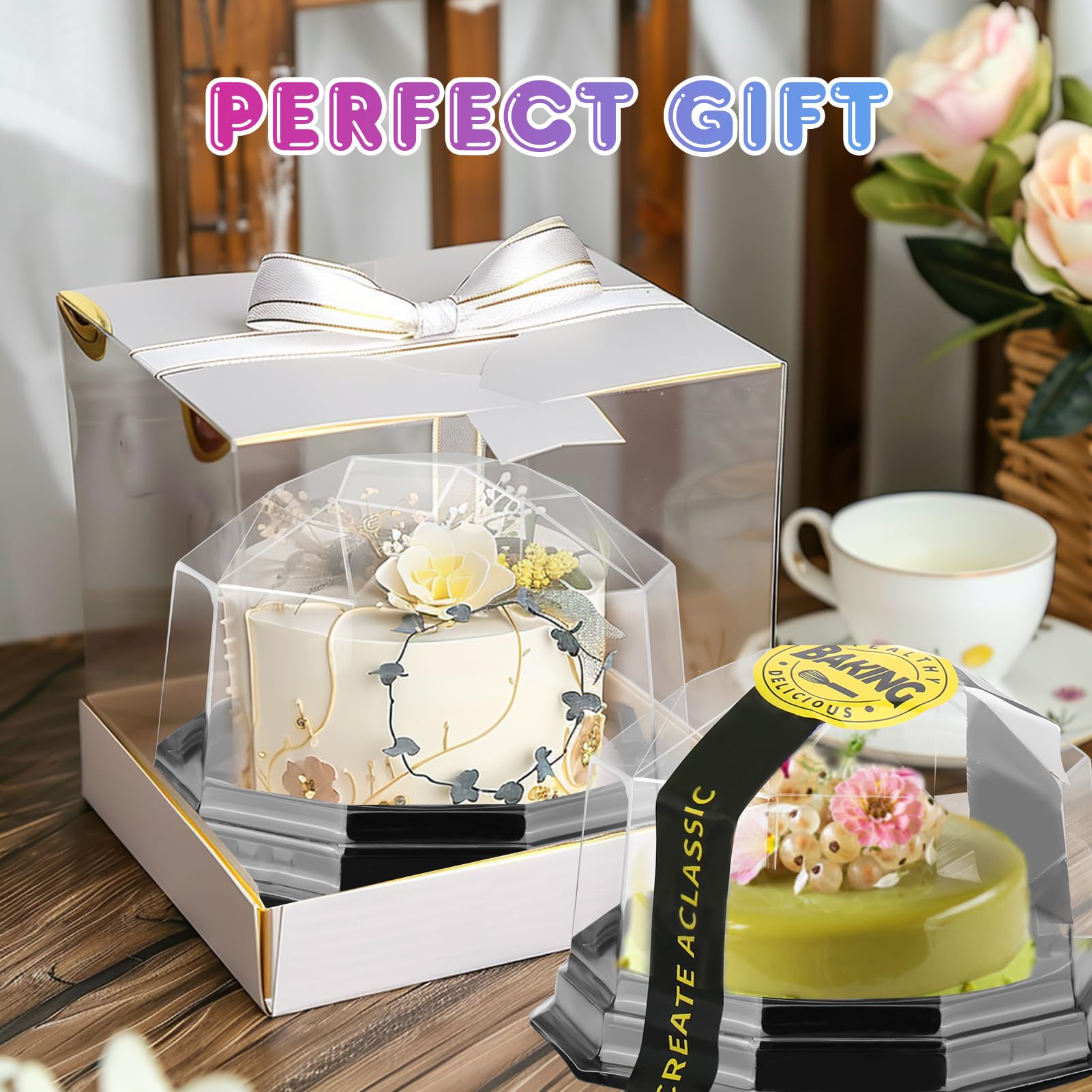 Palksky 50 Pack Mini Bundt Cake Containers Package Clear Plastic