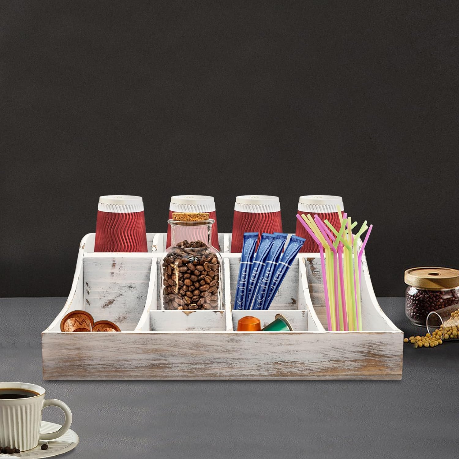 Amazon.com | Leblett White 9 Compartments Condiment Organizer for Tea ...