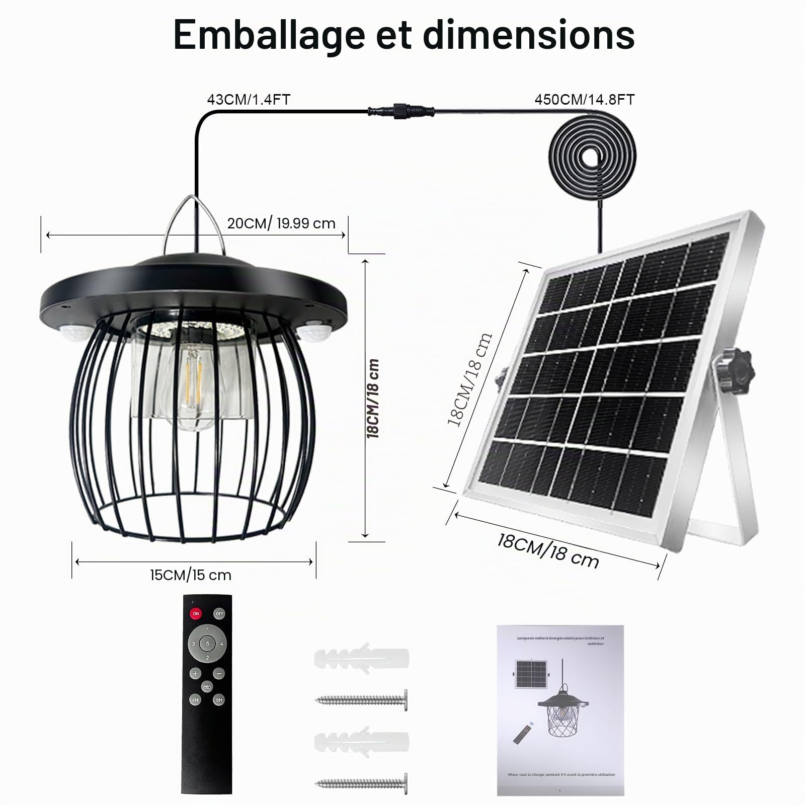 CREATESTAR Lampe Solaire Extérieur Intérieur avec Détecteur de Mouvement, Suspension Solaire, Étanche IP66