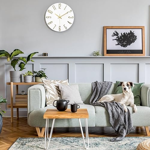 Miniatura 5 de Reloj de pared, funciona con pilas, diseño minimalista moderno para sala de estar, oficina, cocina, dormitorio y baño, silencioso sin tictac,