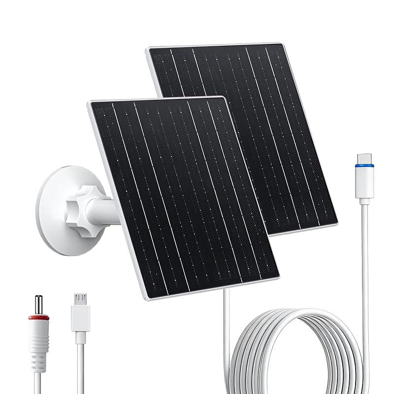 Kit com 2 Painéis Solares Zivif 10 W 5 V com USB-C para Câmeras de Segurança com Bateria, Modelo ZW-10