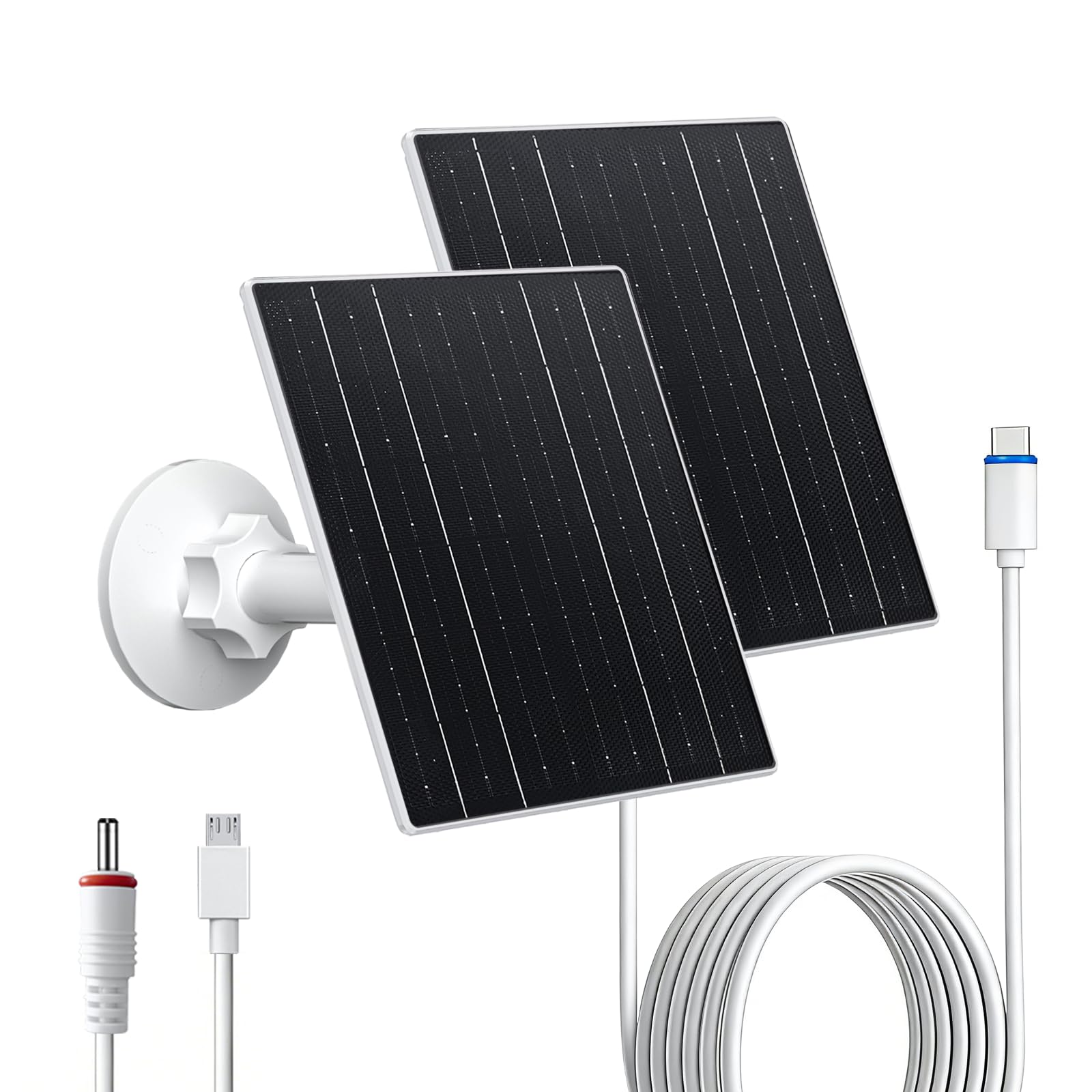 Zivif Pannello solare per telecamera di sicurezza all'aperto, caricatore solare USB C da 10 W compatibile con fotocamera a batteria ricaricabile da 5 V, supporto regolabile a 360°, impermeabile IP66
