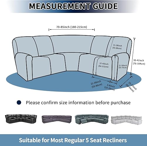 Miniatura 6 de PureFit Fundas para sofá modular de 7 piezas, fundas de sofá reclinable seccional extra grandes para sofás reclinables en forma de L, fundas de sofá