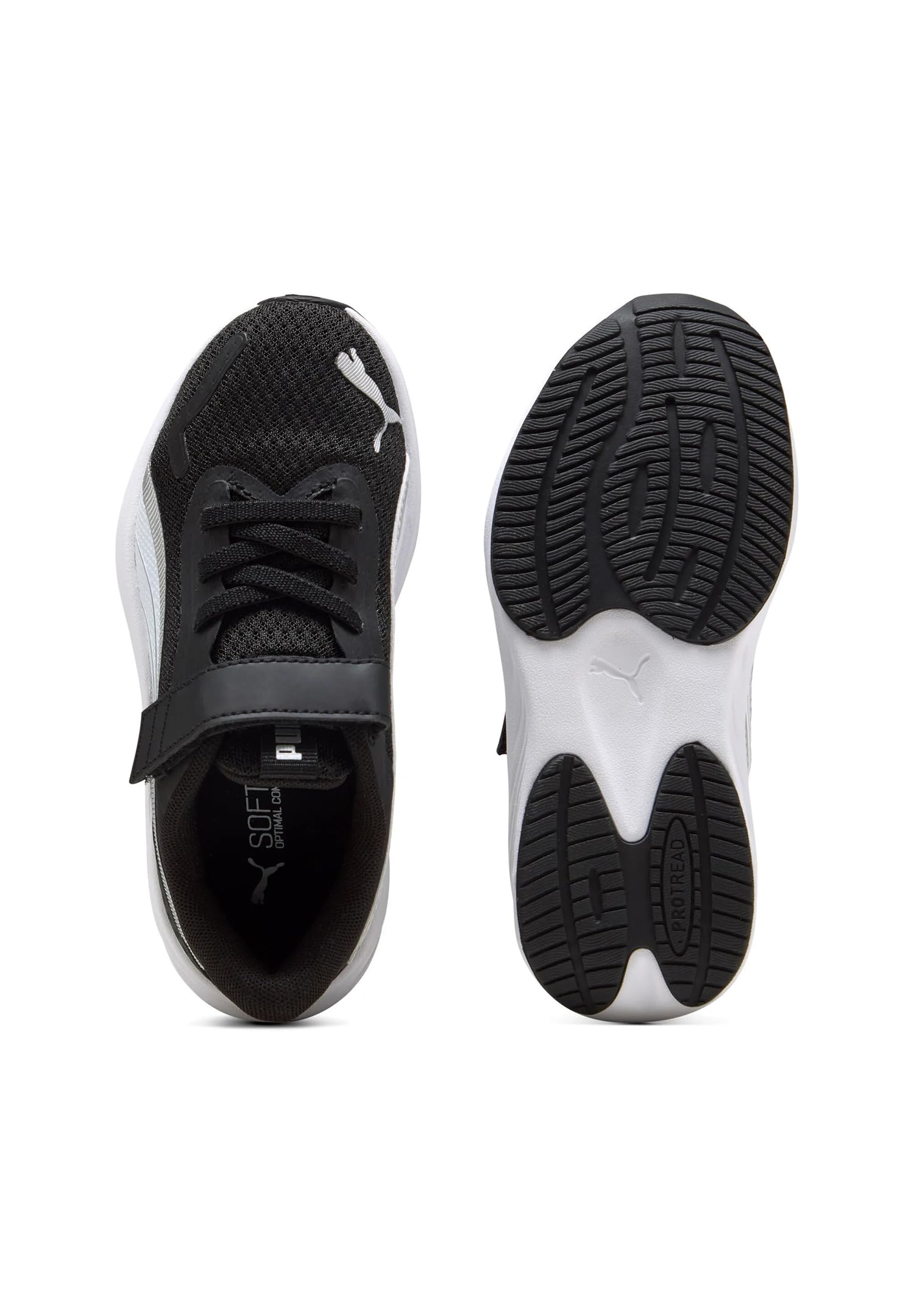 PUMA Unisex Pounce Lite Ac+ Ps Sneaker dziecięce, Puma Czarny PUMA Biały PUMA Srebrny, 34 EU