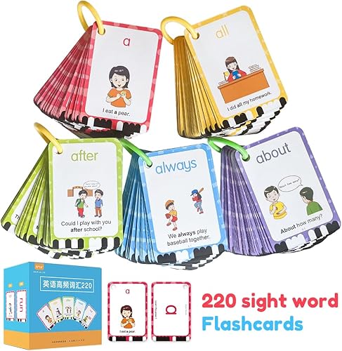 Miniatura 9 de Lachilly 220 tarjetas de palabras visuales, herramienta integral de aprendizaje de idiomas, 5 niveles de palabras de alta frecuencia, ideal para