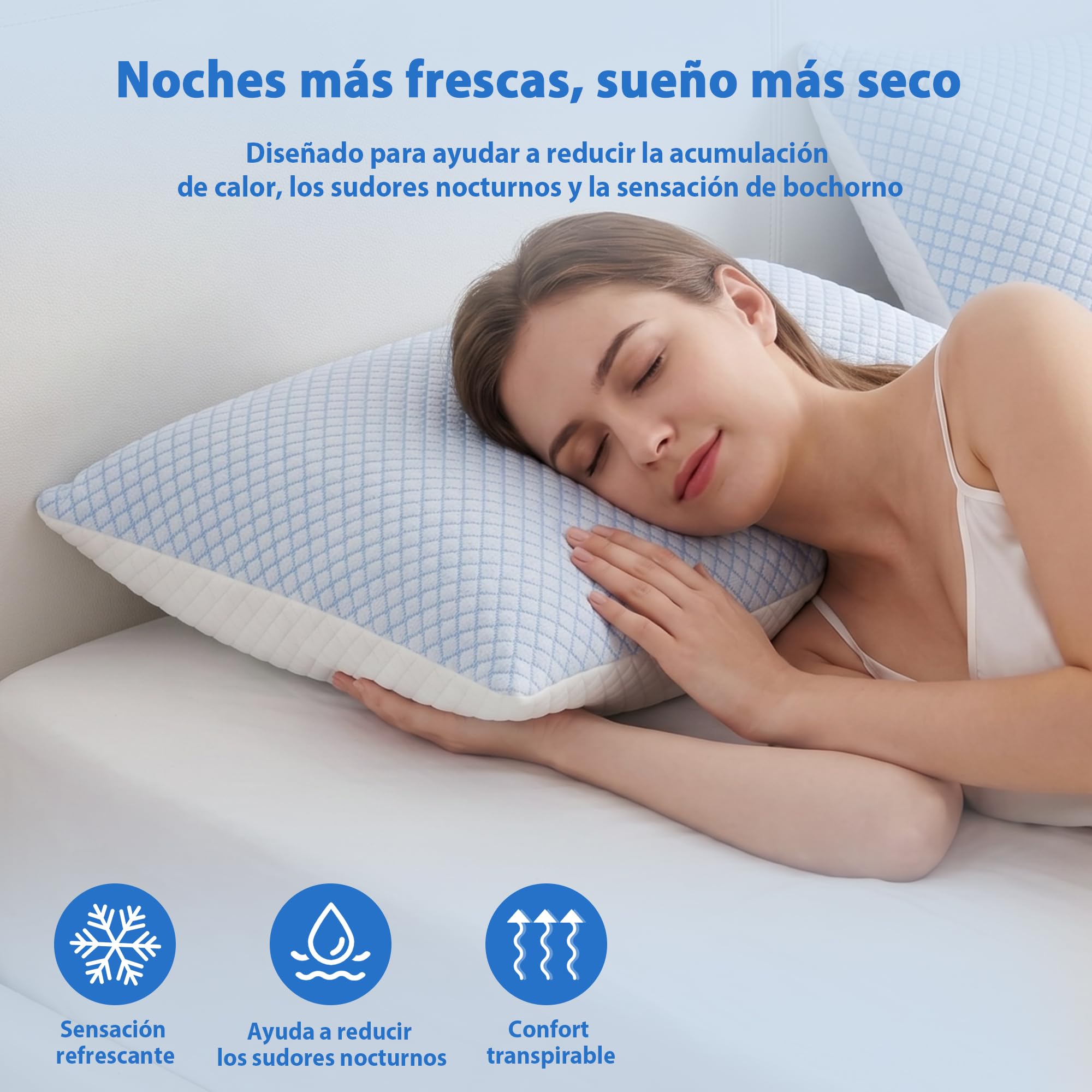 UNIKOME Almohada refrigerante 50x70CM Juego de 2, Almohada de Espuma con Memoria de Doble Cara, Almohada refrigerante frío/Calor extraíble,Verano/otoño,Primavera,Oeko-Tex