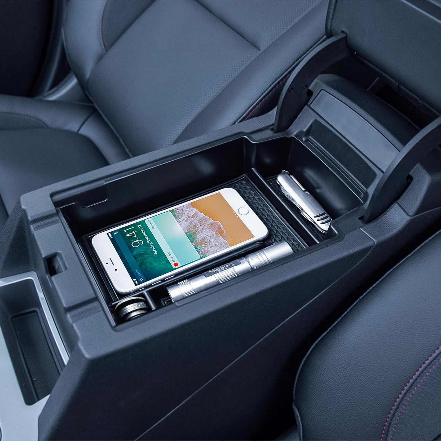 Blazer Center Console Organizer Compatible with Chevrolet/Chevy Blazer 2019 2020 2021 2022 2023 2024 2025 Accessories, Insert Tray Armrest Secondary Storage Box, Black