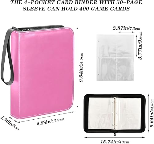 Miniatura 3 de Light Coral Pink Card Collector Album, Binder Cards with 400 Slots, Ideal for Various Game Cards