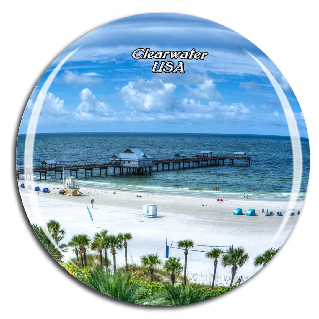 Weekino Calamita In Vetro Cristallo 3D - Virginia Beach Boardwalk USA, Souvenir Viaggio 50x50 Mm