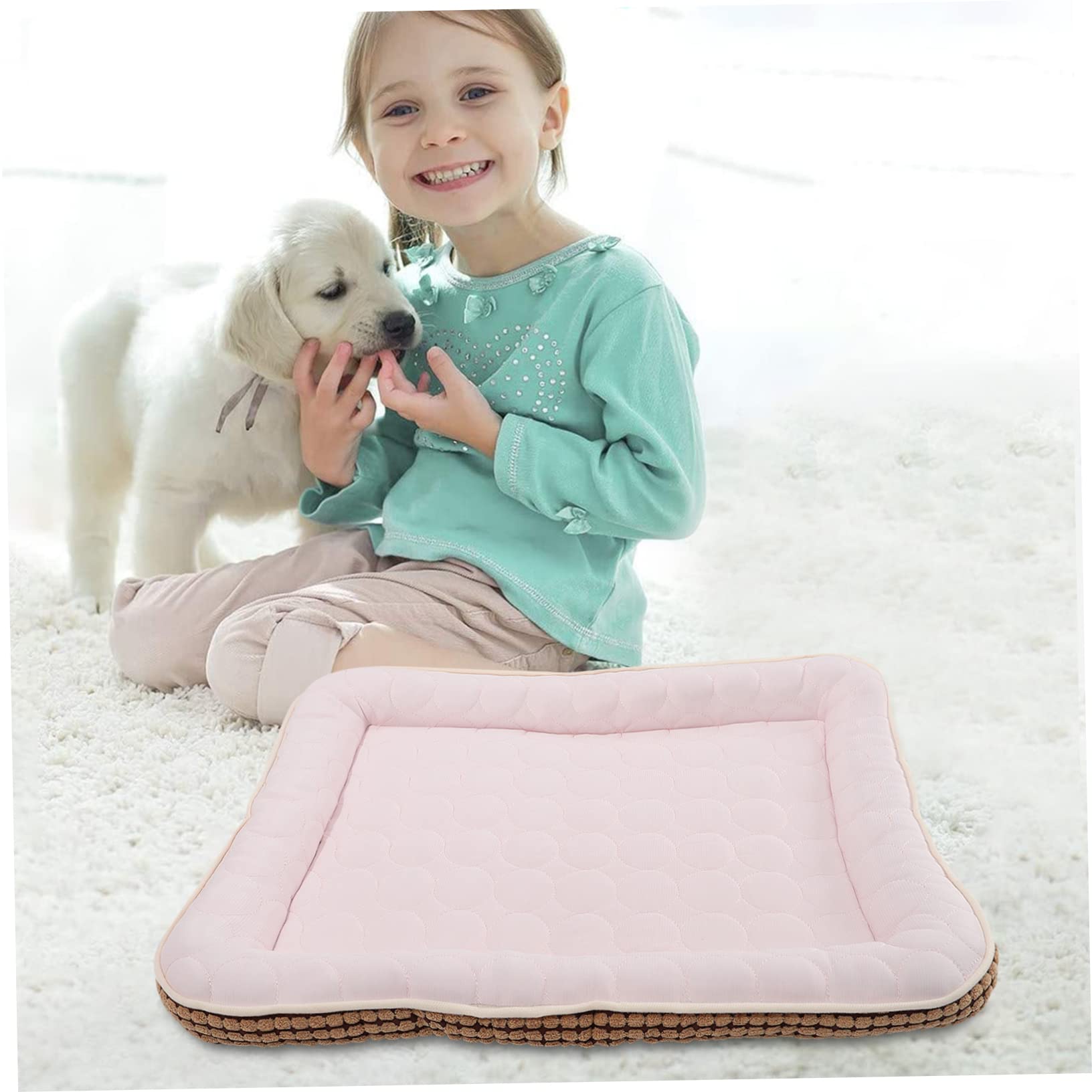 Housoutil Kühlende Hundekühlmatte aus Baumwolle, Faltbar für Hunde, Rosa