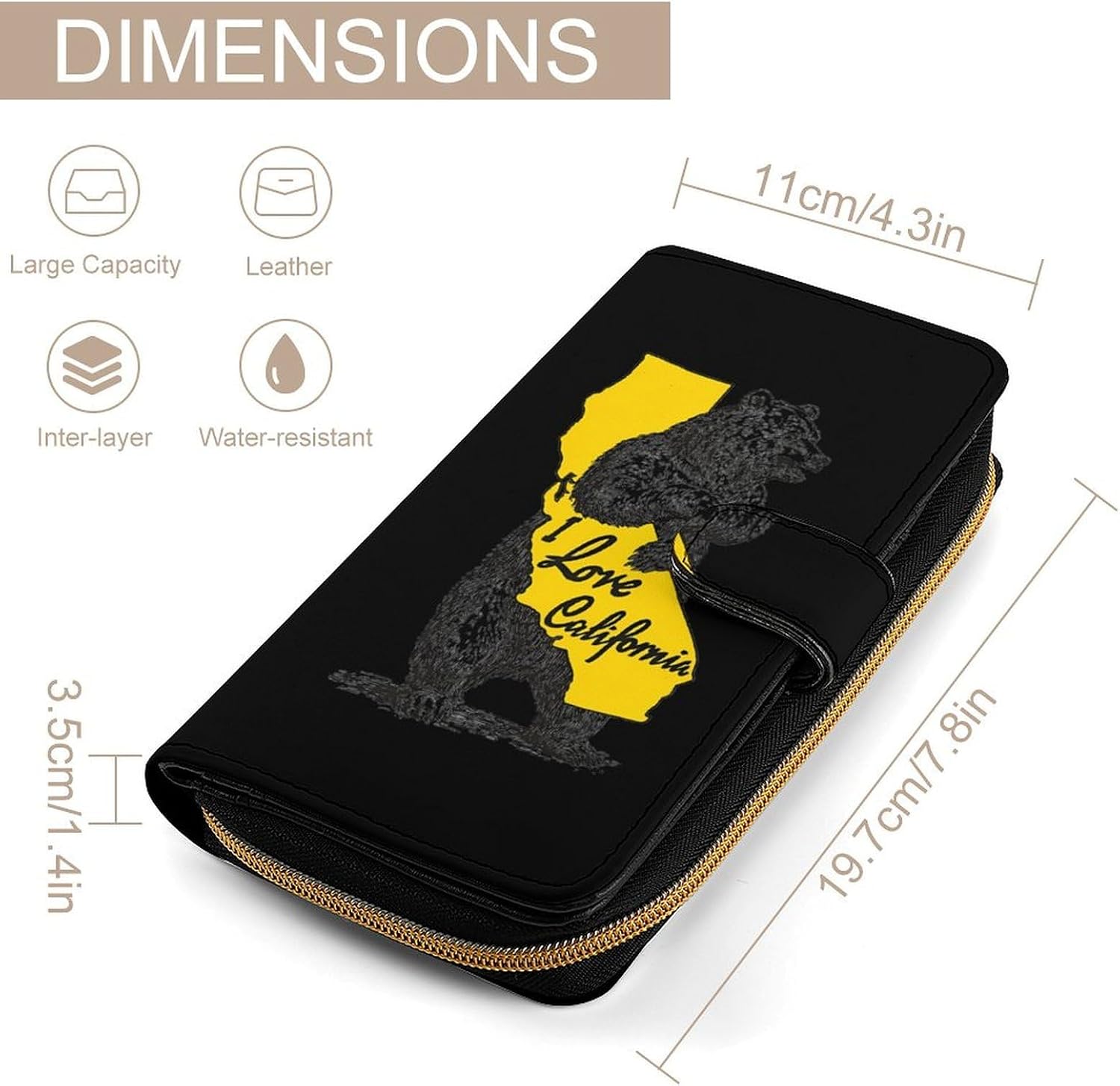 I Love You California Novelty Wallets Credit Card Holders Large Handheld Coin Pockets Wallet image 2