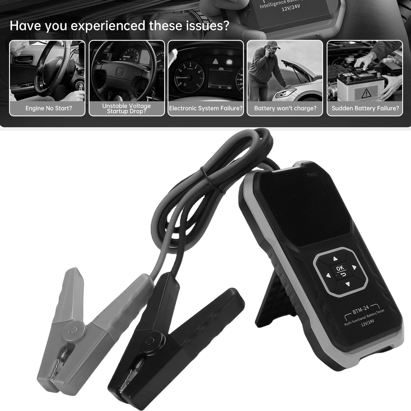 FTVOGUE Testeur de Batterie de Voiture 12V 24V