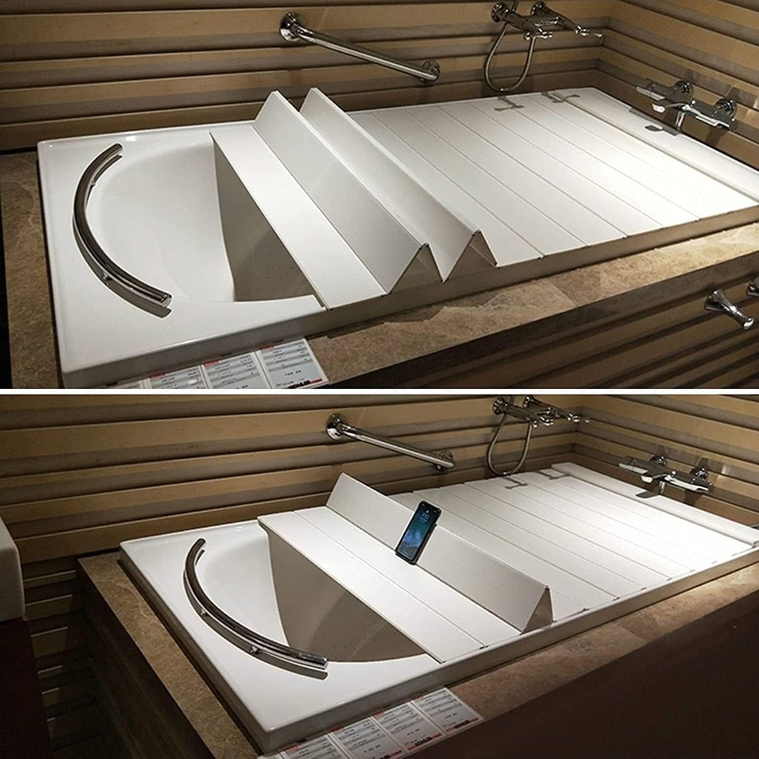 Lid Bathtub Tray Multi-Function Insulation Cover Shutter Bathtub Dust Board Thicker Stand PVC Convenient Storage (Color : White, Size : 145x80x0.6cm) (White 155x75x0.6cm)