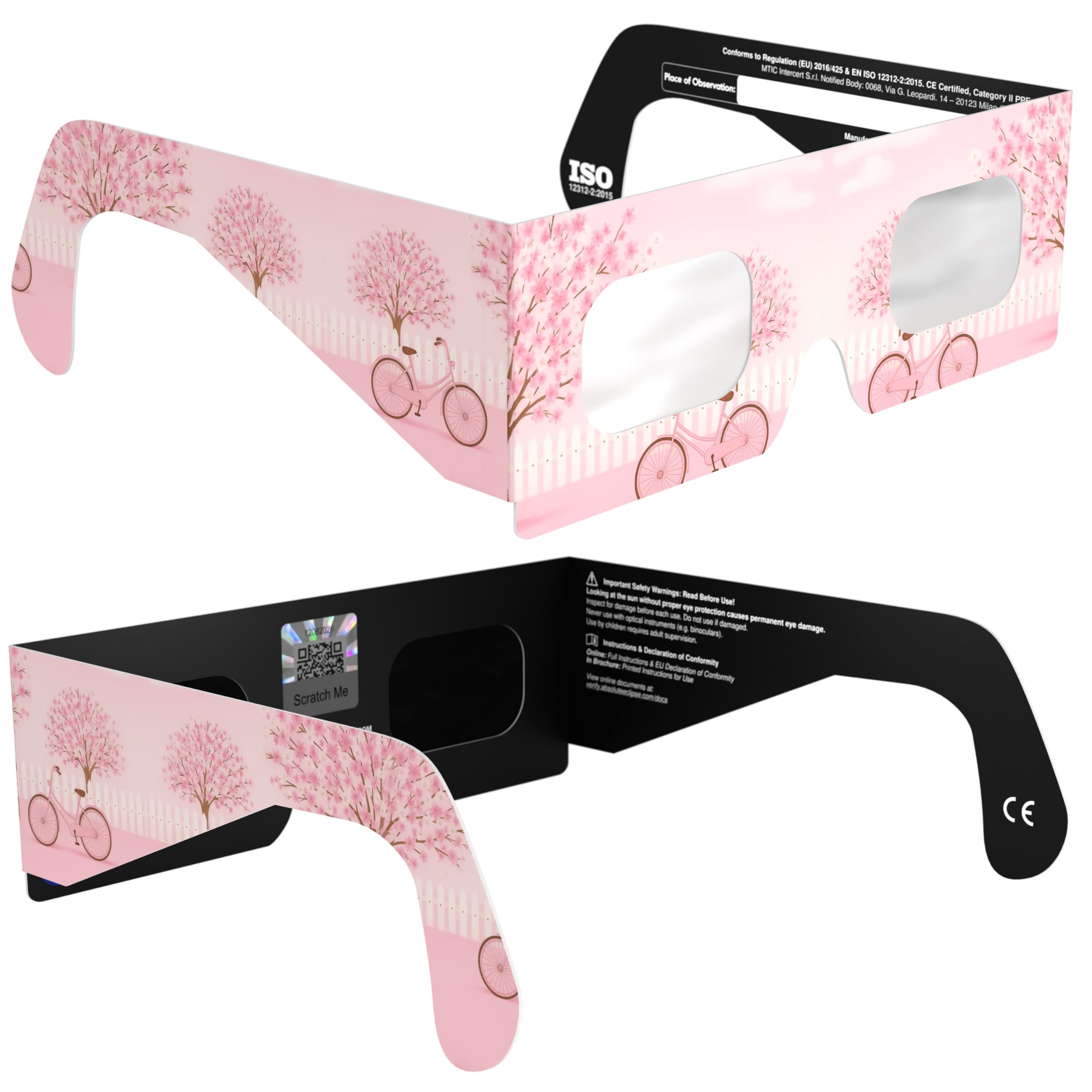 Solar Eclipse Glasses ISO 12312-2 & CE Certified – Safe Solar Viewing for Direct Sun & August 2026 Eclipse | Paper Cardboard Frame, Made in EU | For Kids & Adults | 2 Pack | Cherrylane