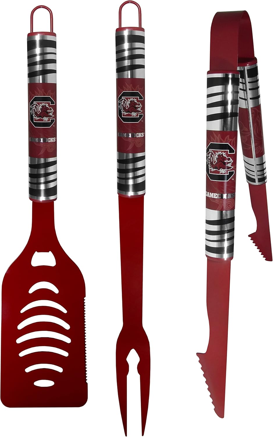 Siskiyou Sports NCAA South Carolina Fighting Gamecocks 3 pc Color BBQ Tool Set, Team Colors, One Size