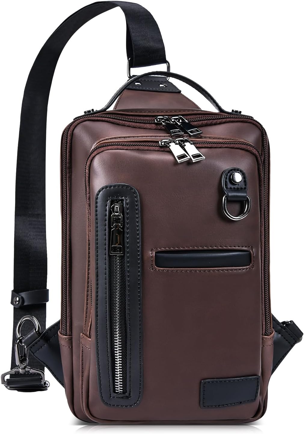 Leather Messenger Sling Crossbody Shoulder Bag for Men Travel Work Vintage Messenger Bag Crossbody Bag Satchel Sling Bag Men (Coffee)