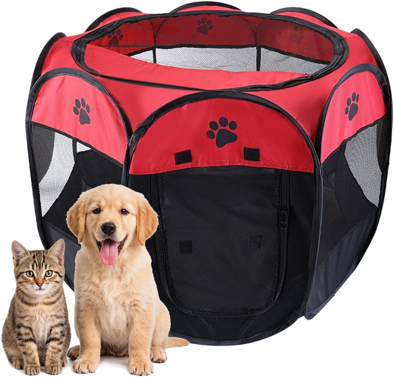 Multifunctional Animal Tent Cage:The Perfect Portable Enclosure for Indoor and Outdoor pet Safety.Featuring a Foldable,Durable Design for Secure Playtime Anywhere. Gray 44.8/44.8/22.8in