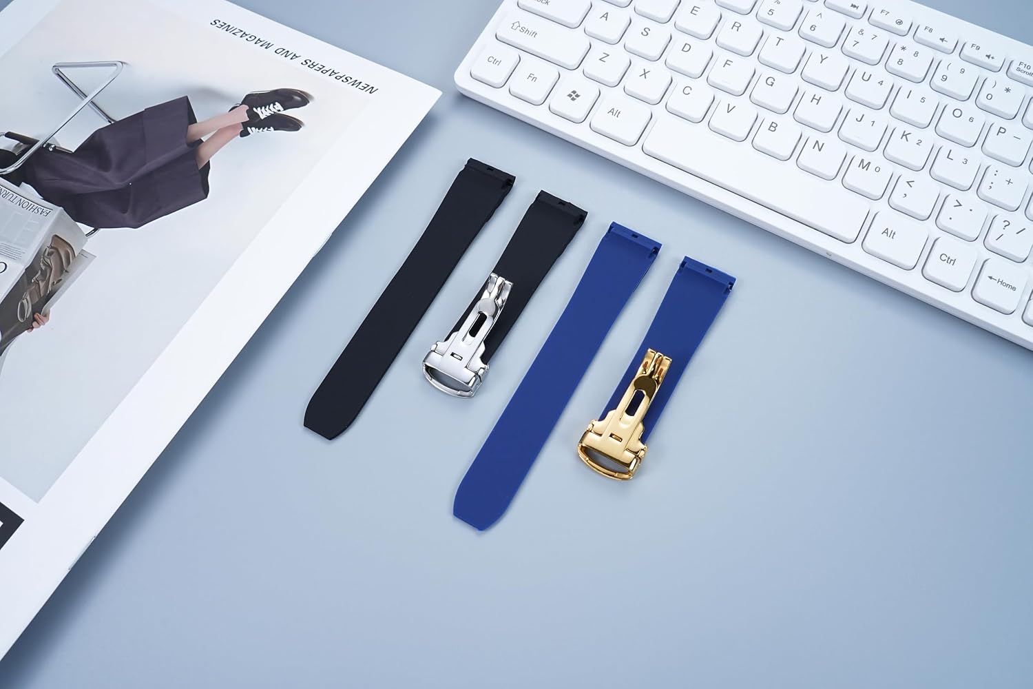 Suitable for Cartier santos Santos hook and loop fluororubber quick-release watch belt
