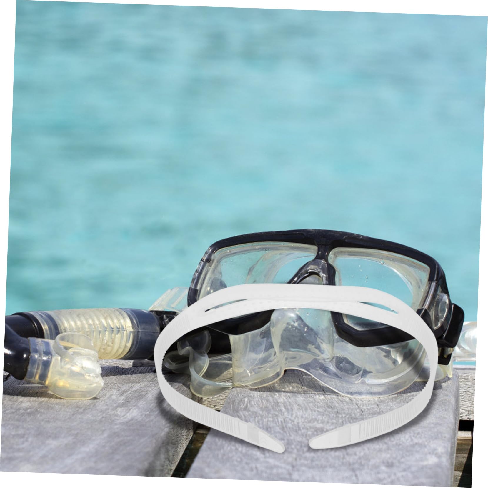 INOOMP Elastic Silicone Swim Strap Replacement Headband for Swimming Snorkeling Water Sports Comfortable Accessory for Adults -Falling Design Transparent