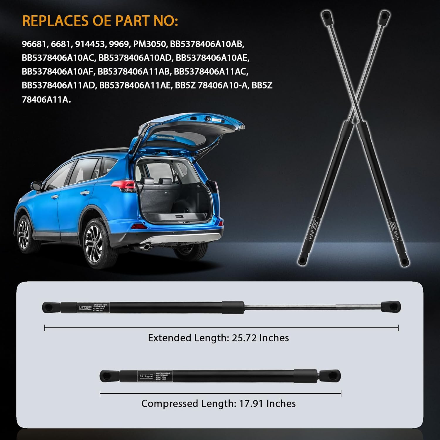 Rear Hatch Tailgate Lift Supports Gas Shock Struts Compatible with Ford Explorer 2011 2012 2013 2014 2015 (Pack of 2) 9969, PM305, BB5Z-78406A11-A