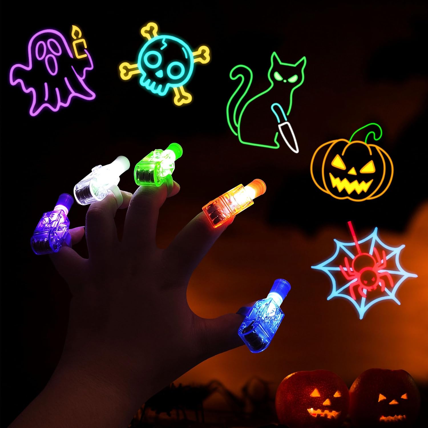 Halloween Party Favors 40PCS Light up Halloween Toys in Bulk Finger Light for Kids Halloween Goodie Bag Fillers Basket Stuffers Trick or Treat Gifts Classroom Prizes