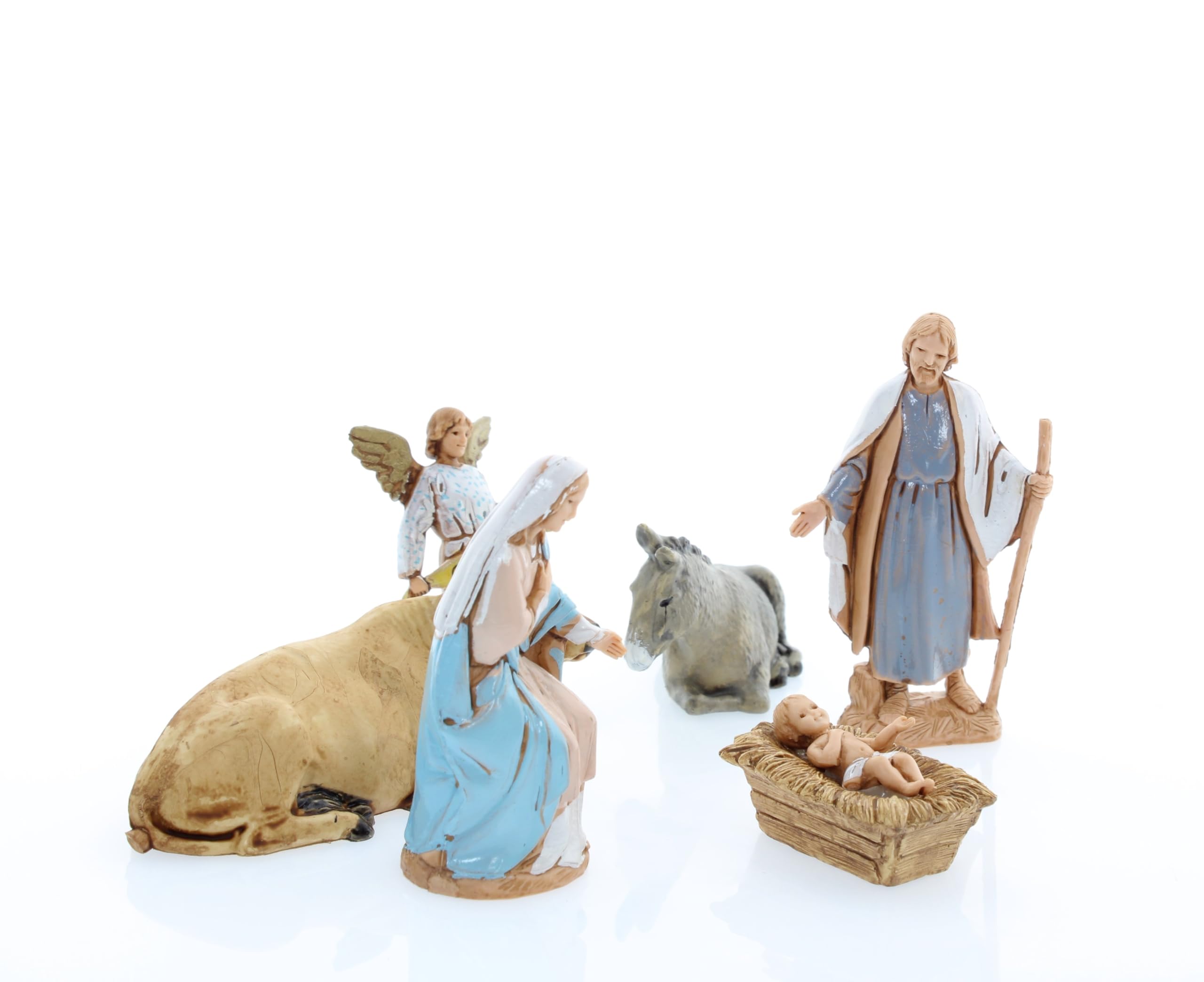 Moranduzzo Natividad 6 Figuras para Belén de 6,5 cm – Mini 6,5 – Escala 1:30 – Figuras Irrompibles Acabadas a Mano, Escultor M. Landi, Made in Italy