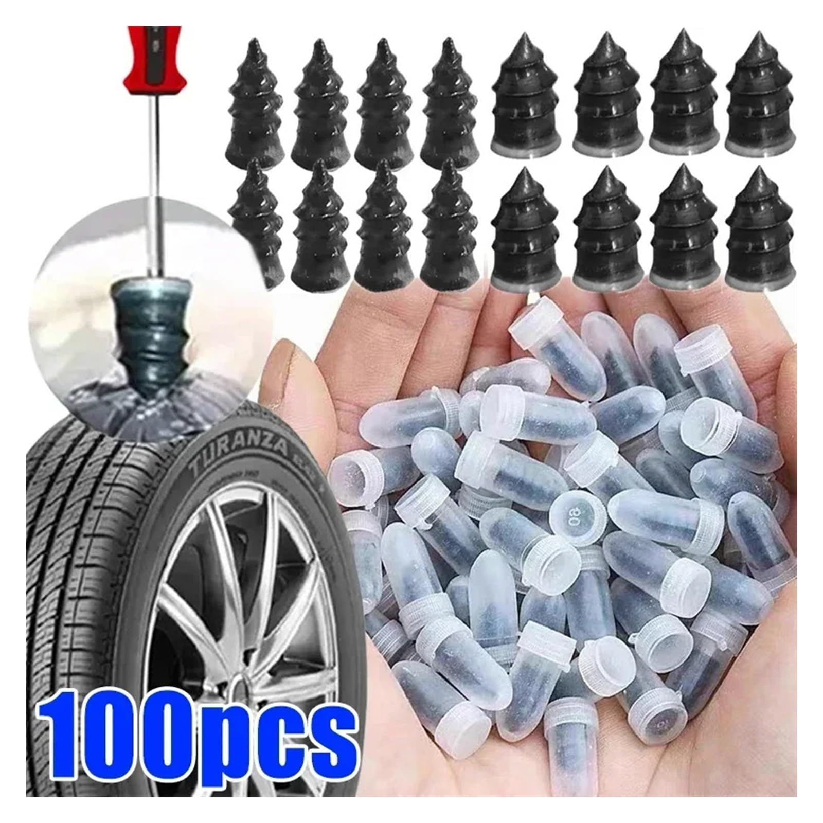 Gwoździe do naprawy opon próżniowych 10/500 szt., zestaw śrub i łatek do opon bezdętkowych do motocykla, samochodu, ciężarówki, profesjonalny zestaw naprawczy (500 szt. małych)