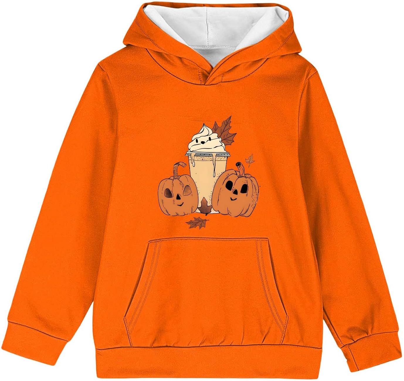 Girls Fall Pumpkin Spice Halloween Hoodie Sweatshirt Pullover