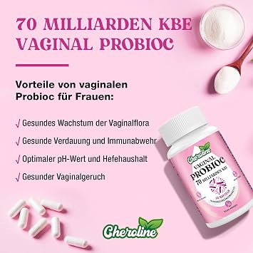 Vaginal Probiotika für Frauen 70 Milliarden KBE 7 Stämme mit Prebioc-Mischung 13-in-1 Intimflora Probiotika Vegane Kapseln
