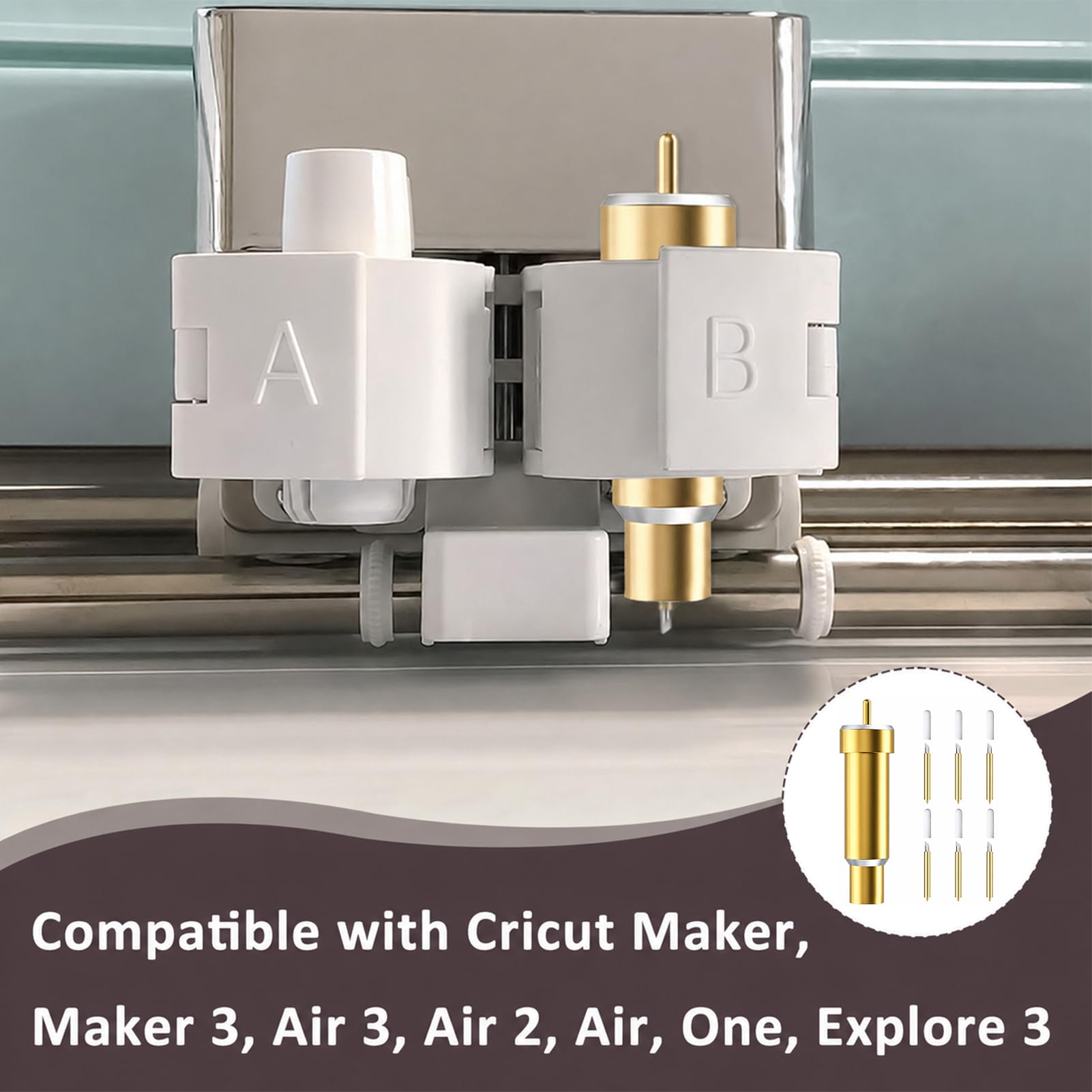 Ersatzklingen, Klingen mit feiner Spitze, 30 °, 45 °, 60 °, für Maker 3 Maker Explore Air 2 Air 3, hochwertiges Wolframcarbid, mit Sicherheitskappe für präzises Schneiden, DIY, goldfarben