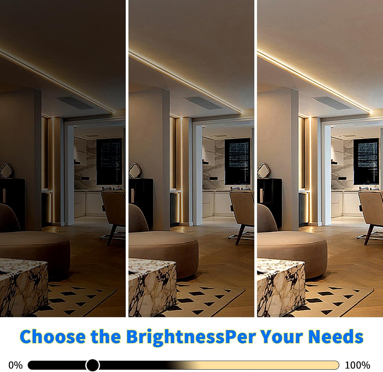 VST 8.2ft LED Strip Lights Warm White(3000K) 120LEDs/m 1000Lm/M 9.6W/M CRI 90+ 12V Cuttable Connectable Cornerable Dimmable for Under Cabinet Including 22W Power Supply Touch Switch