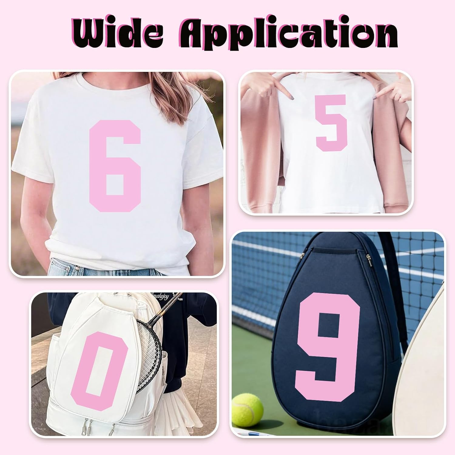 Tintnut Light Pink Iron on Numbers,22 Pcs 8 Inch 0 to 9 Iron on Transfers | Numbers DTF Transfers,no weeding required,stretch resistant,colorfast,works with iron & heat press for jerseys fabric