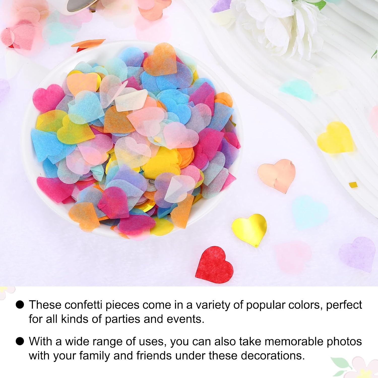 MECCANIXITY 2400 Pcs 1 Inch Hearts Paper Confetti Tissue Confetti Party Decoration for Balloon, Wedding, Valentine's Day Table Decorations, Blue