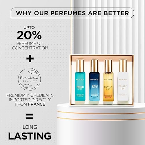 Miniatura 5 de Bella Vita Luxury Set de perfume para mujeres y hombres (4 x 0.68 onzas líquidas)  Unisex  Incluye Skai, Fresh, White Oud, Honey Oud  Ideal para