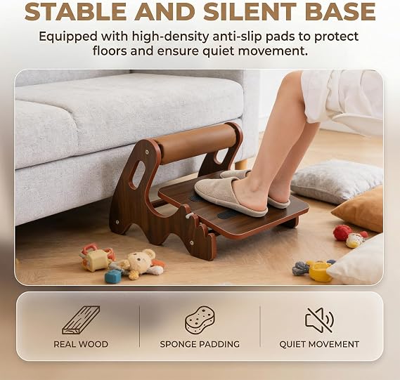 NCONCO Foot Rest for Under Desk, Brown Wooden 3 Height Adjustable