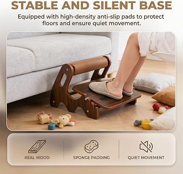 NCONCO Foot Rest for Under Desk, Brown Wooden 3 Height Adjustable